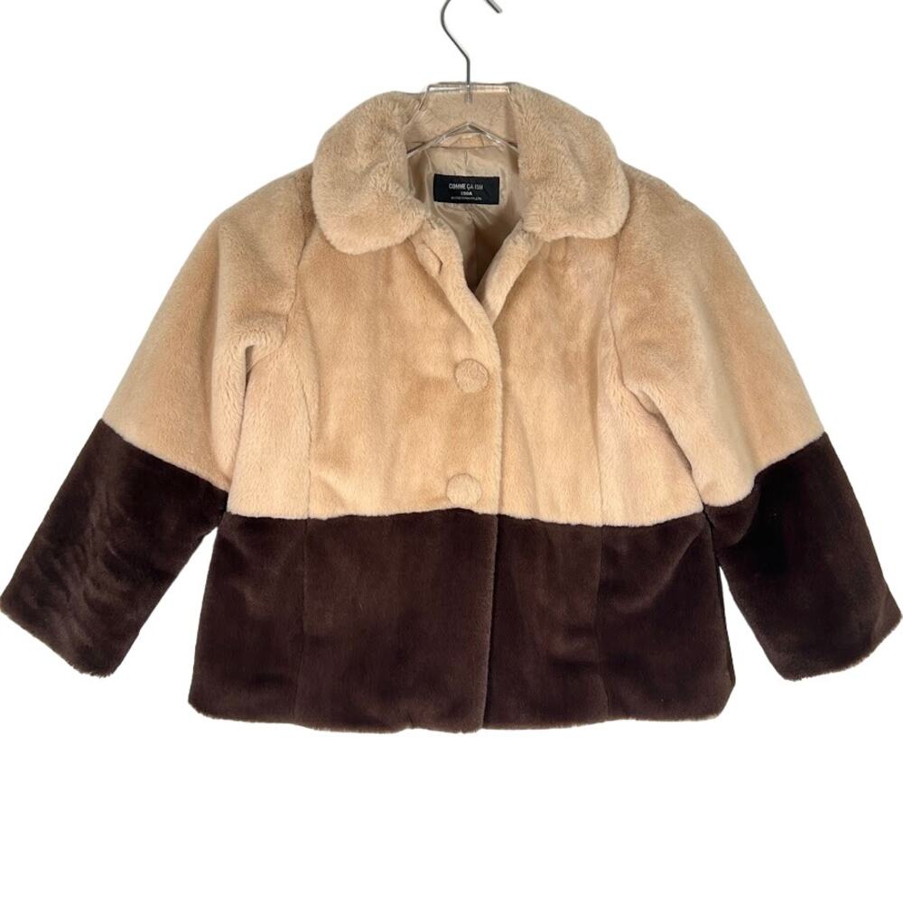 Comme Ca Ism by Five Foxes Girl's Two Toned Faux Fur Jacket 6-7 Snap Warm